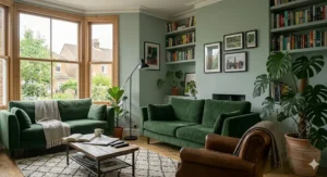 A labelled illustration showing parts of a classic floor lamp for living room use including a UK plug