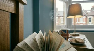 A matching pair of affordable bedside table lamps under £30 each, styled symmetrically in a double bedroom.