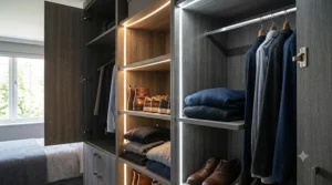 Comparison of warm white and cool white LED colour temperatures inside a fitted wardrobe cupboard