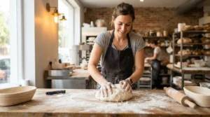 Baking floury dough with the convenience of a motion sensor under cabinet light