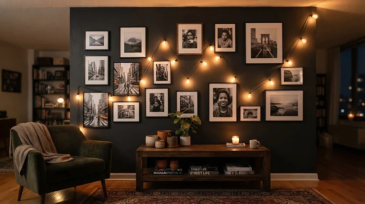 Plug in fairy lights for bedroom accent wall framing framed art prints